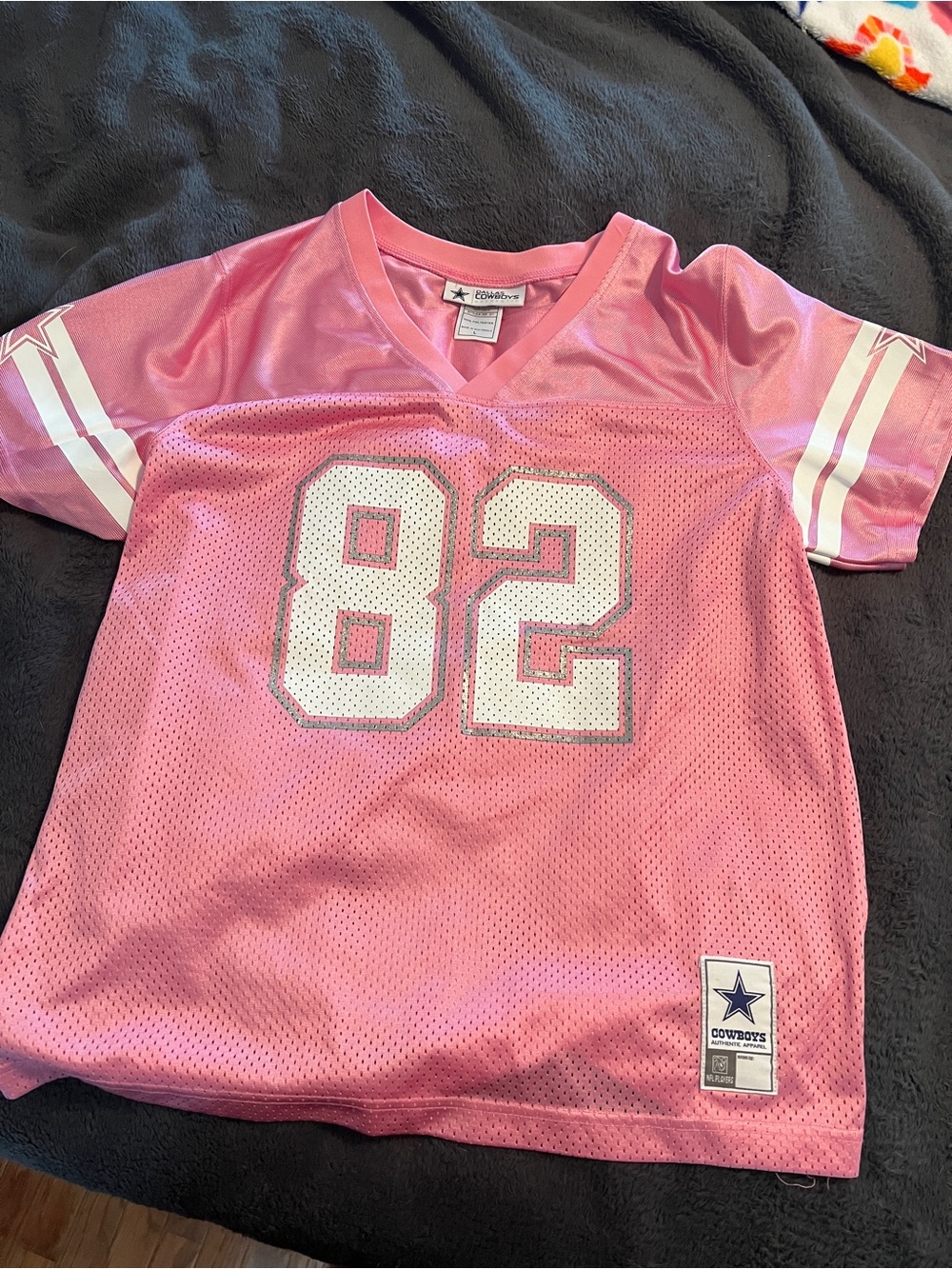 NFL Pink Women’s Dallas Cowboys Jersey Top with White Number 82